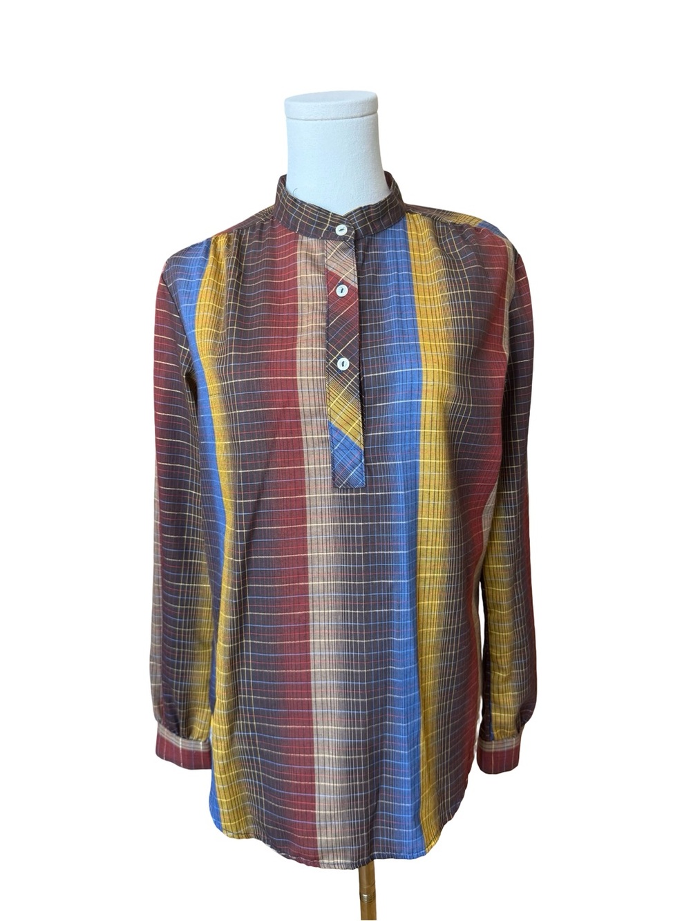 Vintage 80s Byer California Plaid Striped Fall Top Large